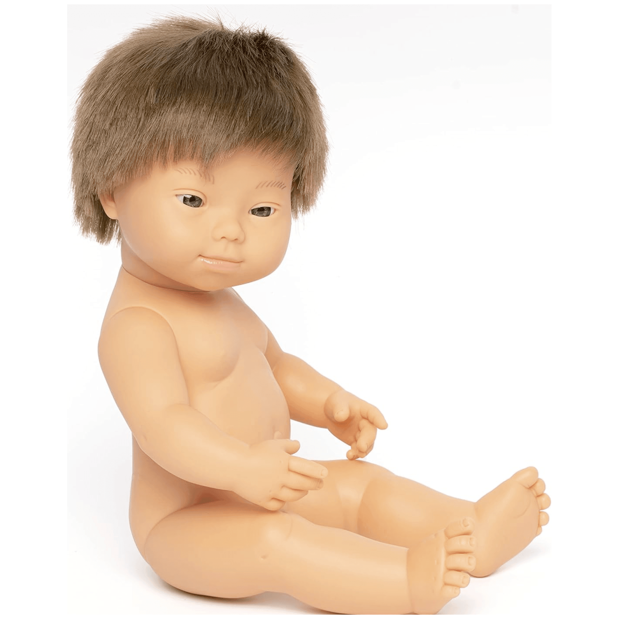 Tan miniland Babypuppe europäischer Junge 38cm mit Down Syndrom