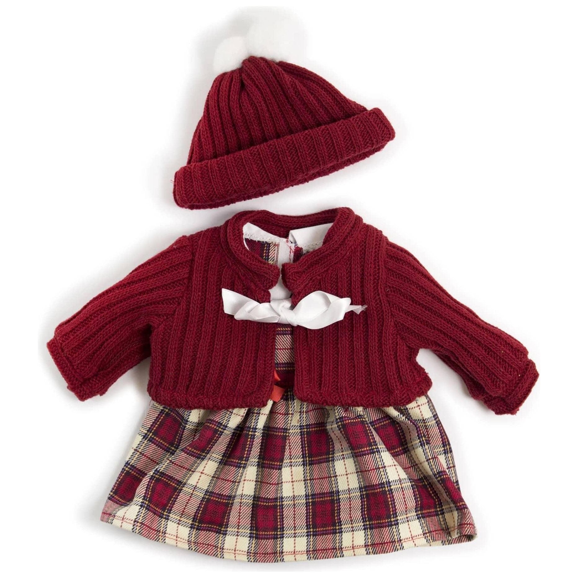 Saddle Brown miniland Puppenkleidung, weiß, Bordeaux, 38 cm