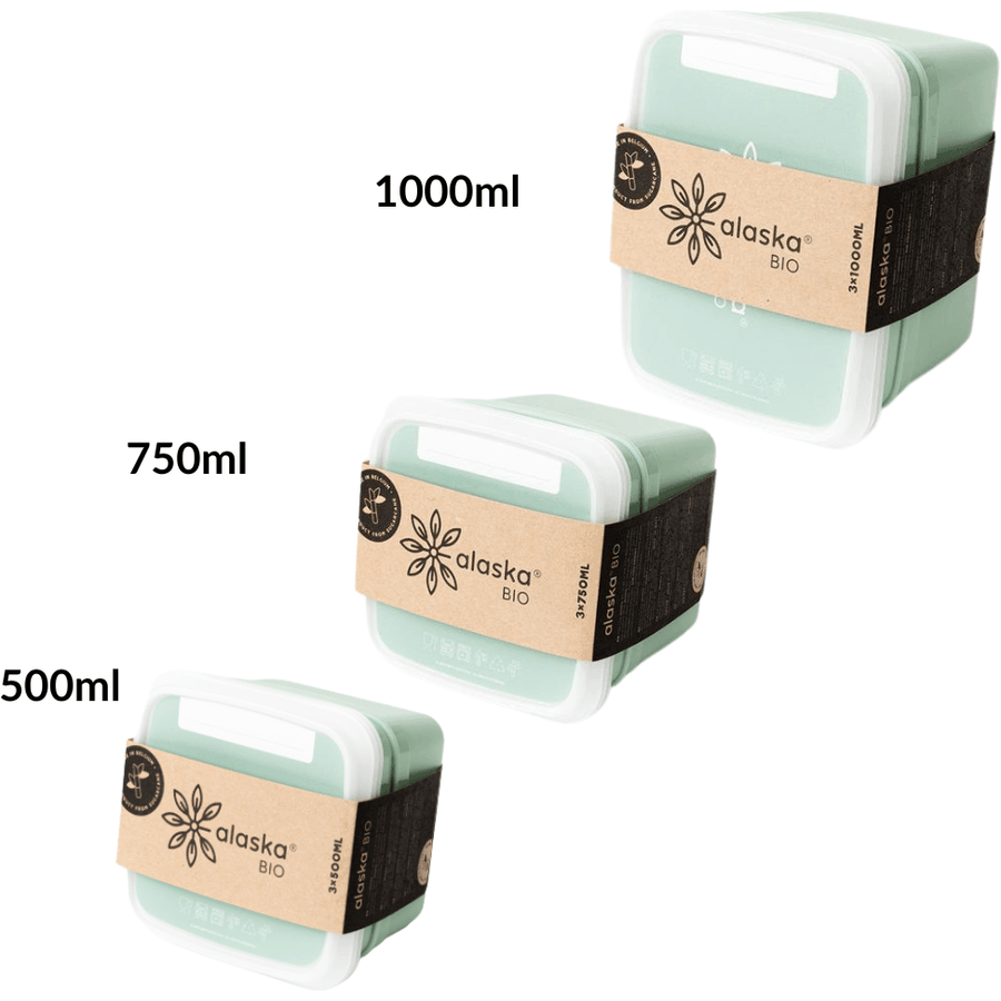 Alaska Bio Gefrierdosen, Frischhaltedosen, 3er Packung (500, 750, 1000 ml)