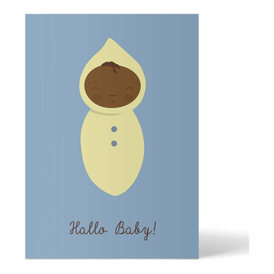 Postkarte Hallo Baby von ellou -  verschiedene Varianten zur Auswahl, blau, beige und orange