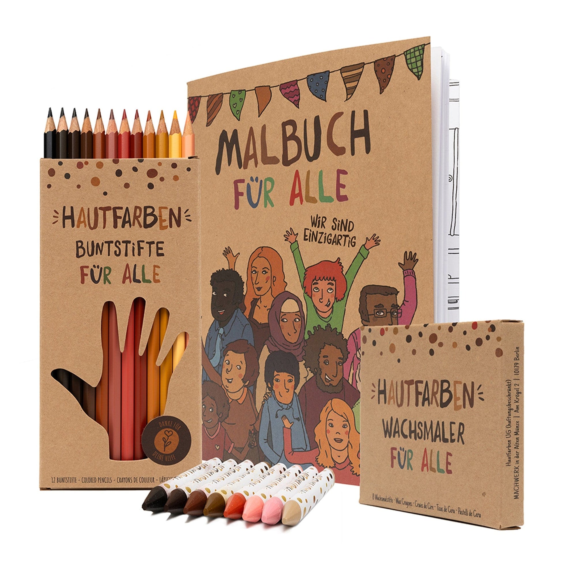 Rosy Brown 8 Hautfarben-Wachsmalerstifte oder 8 Skin Tones Crayons