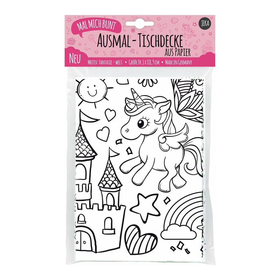 Ausmal-Tischdecke aus Papier - Motiv: Fantasie / Einhorn