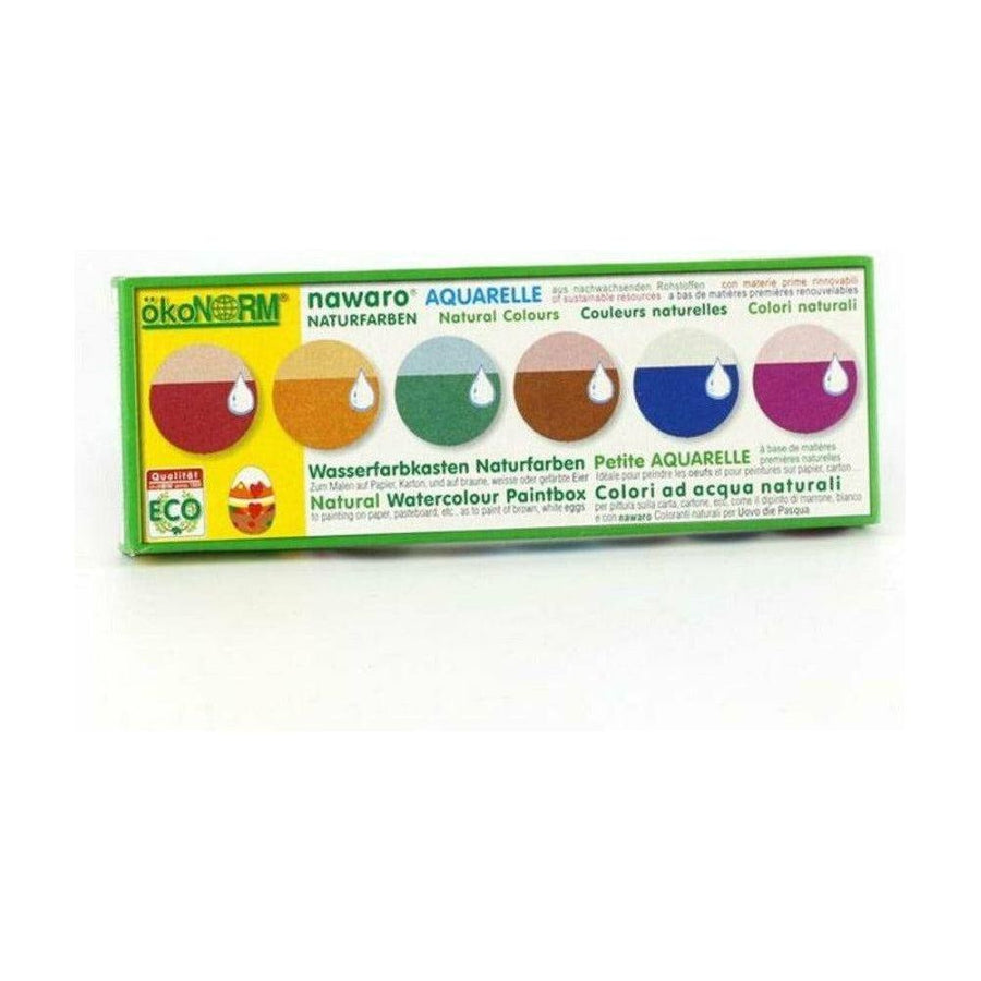 Farbkasten nawaro (auch NATUR-Eierfarben), Kartonetui mit Farbtabletten Ø23mm - 6 Farben