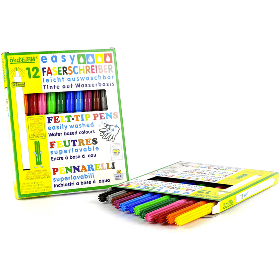 easy Faserschreiber, 2mm, leicht auswaschbar - 12 Farben
