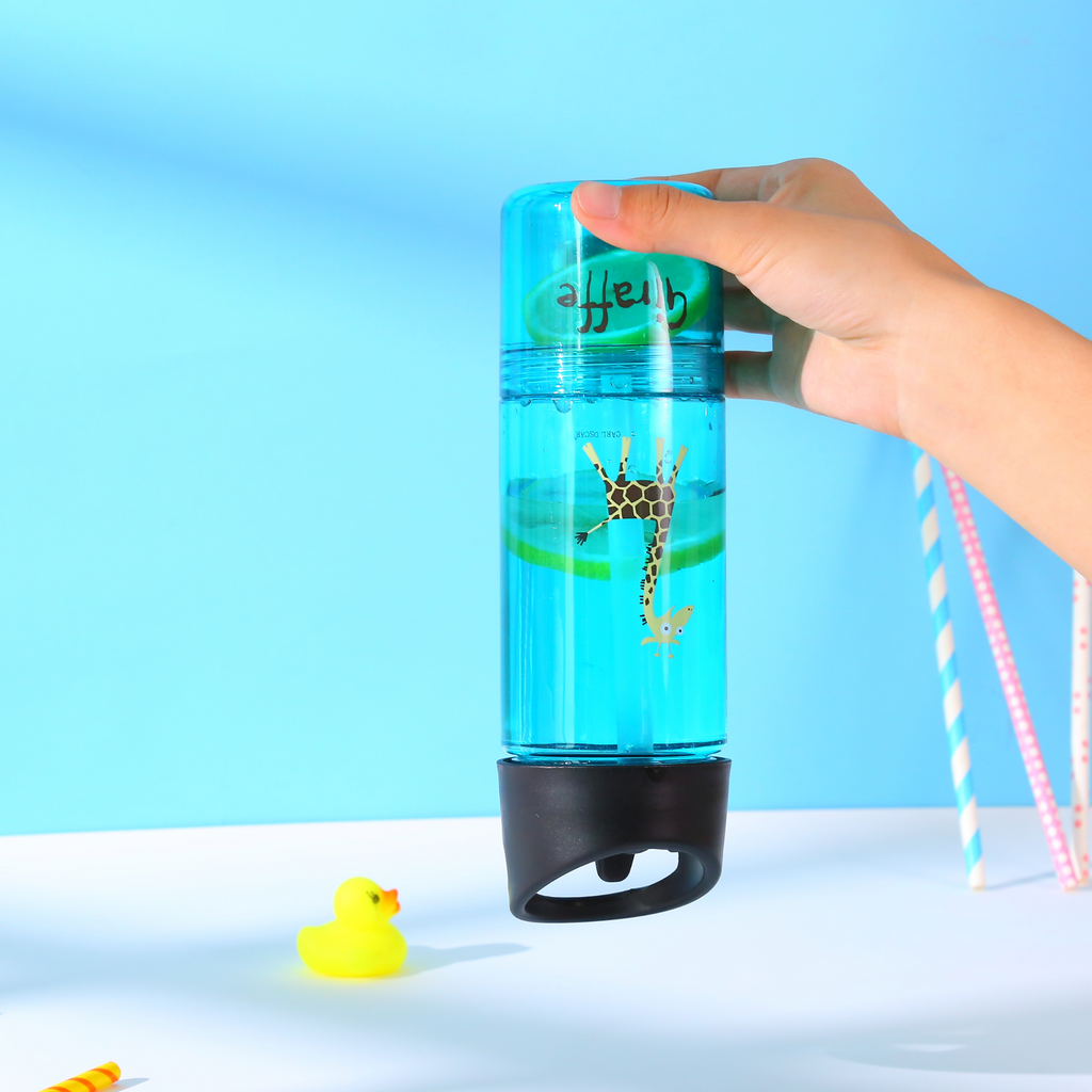 Wasserflasche 2 in 1, Kinder 0,3 + 0,15 L  - Türkis, Limette und Lila - Kidsimply GmbH